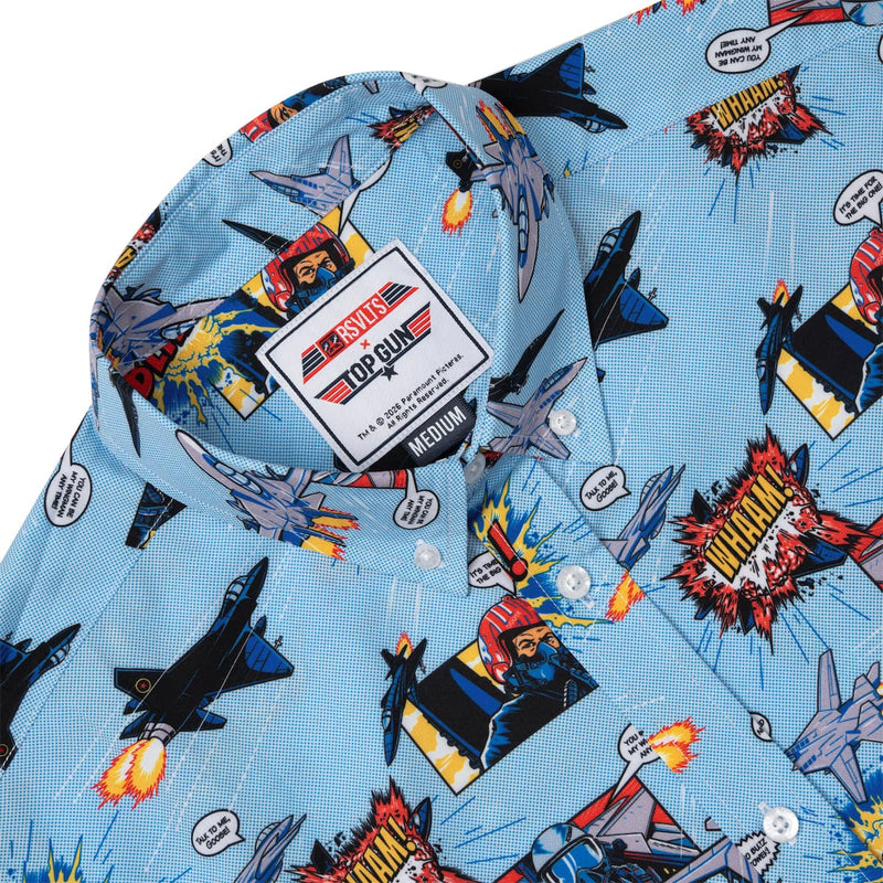 RSVLTS Blasting Bogeys KUNUFLEX Short Sleeve Shirt in Blue — detail 6