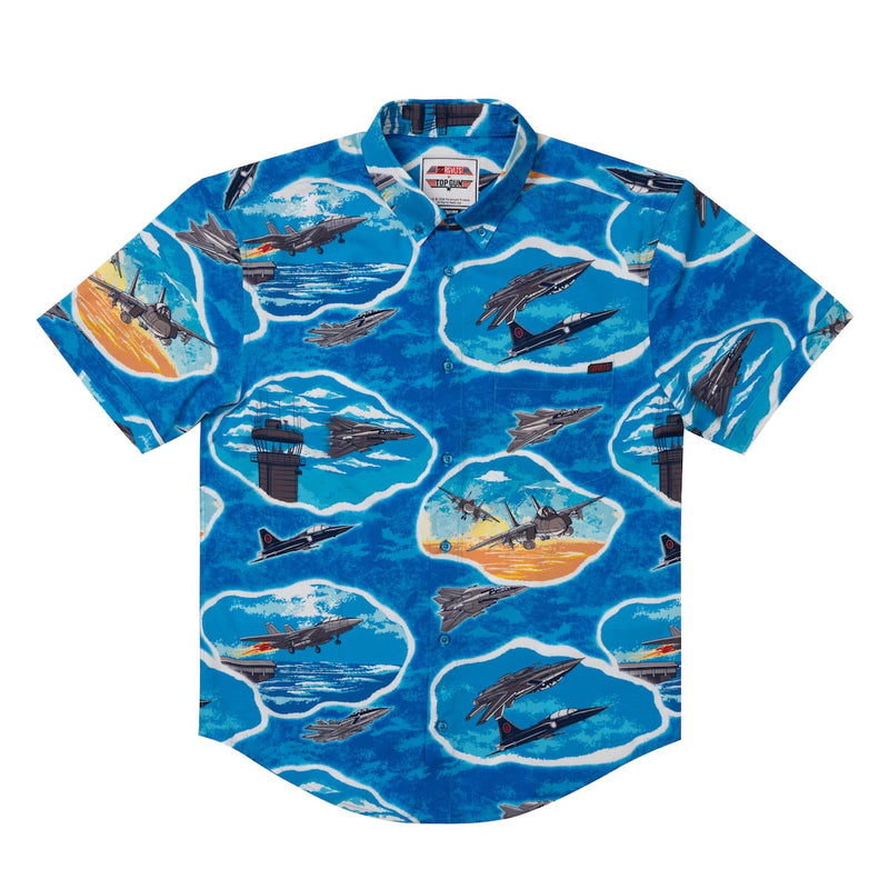 RSVLTS Hey, Goose, Ya Big Stud! KUNUFLEX Short Sleeve Shirt in Blue — detail 5
