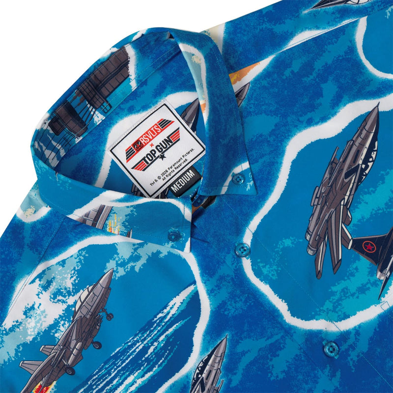RSVLTS Hey, Goose, Ya Big Stud! KUNUFLEX Short Sleeve Shirt in Blue — detail 6