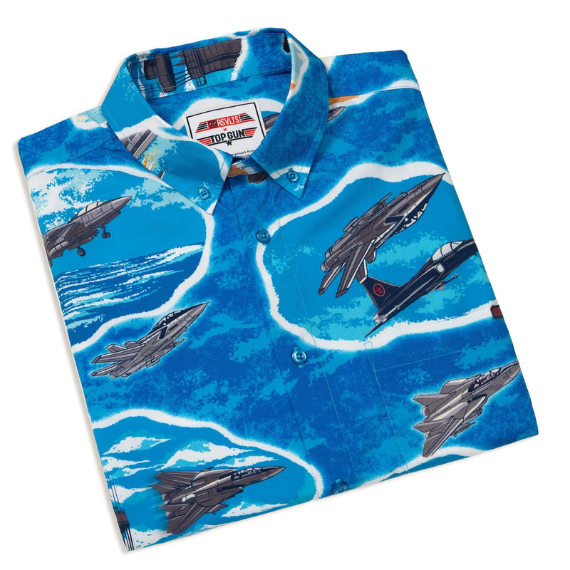 RSVLTS Hey, Goose, Ya Big Stud! KUNUFLEX Short Sleeve Shirt in Blue — detail 8