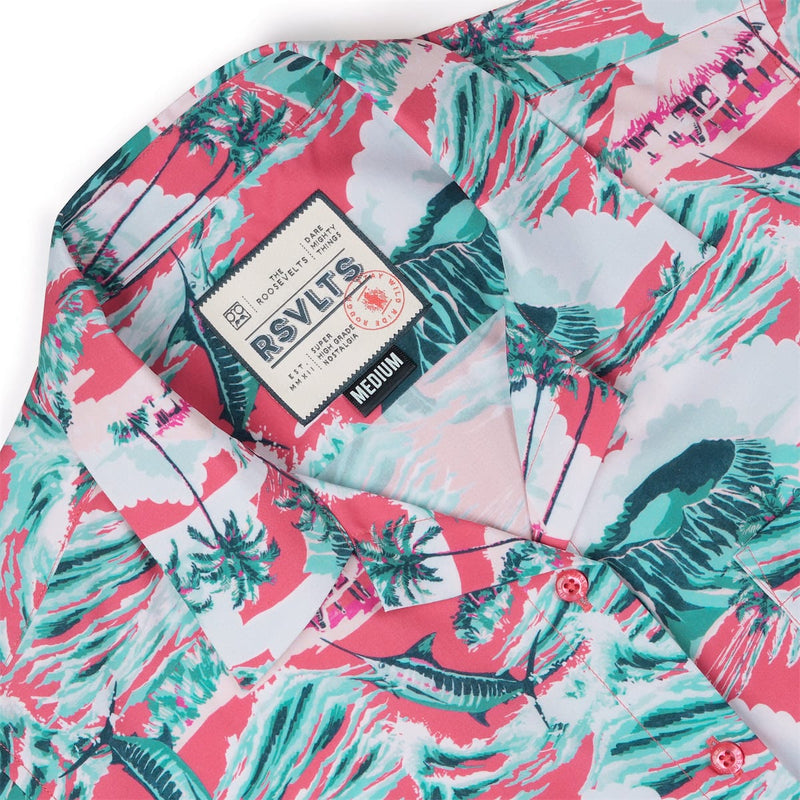 RSVLTS Marlin, P.I. Women's KUNUFLEX Short Sleeve Shirt in Pink — detail 6