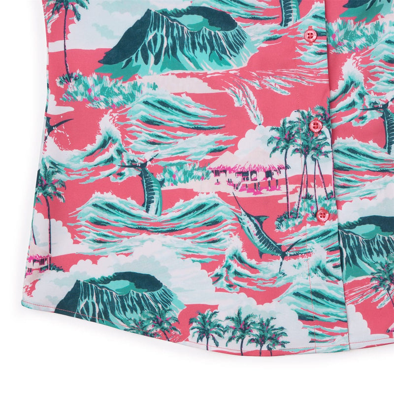 RSVLTS Marlin, P.I. Women's KUNUFLEX Short Sleeve Shirt in Pink — detail 7