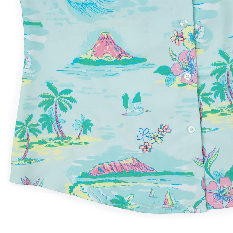 RSVLTS Renegade Reef Women's KUNUFLEX Short Sleeve Shirt in Green — detail 7