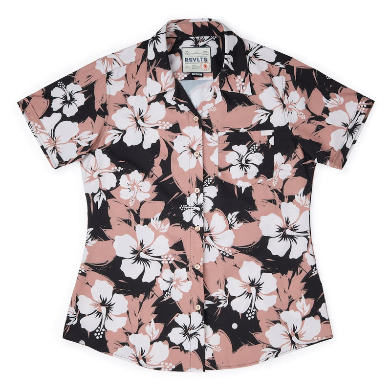 RSVLTS Hibiscus Explosion Women's KUNUFLEX Short Sleeve Shirt in Multicolor — detail 2
