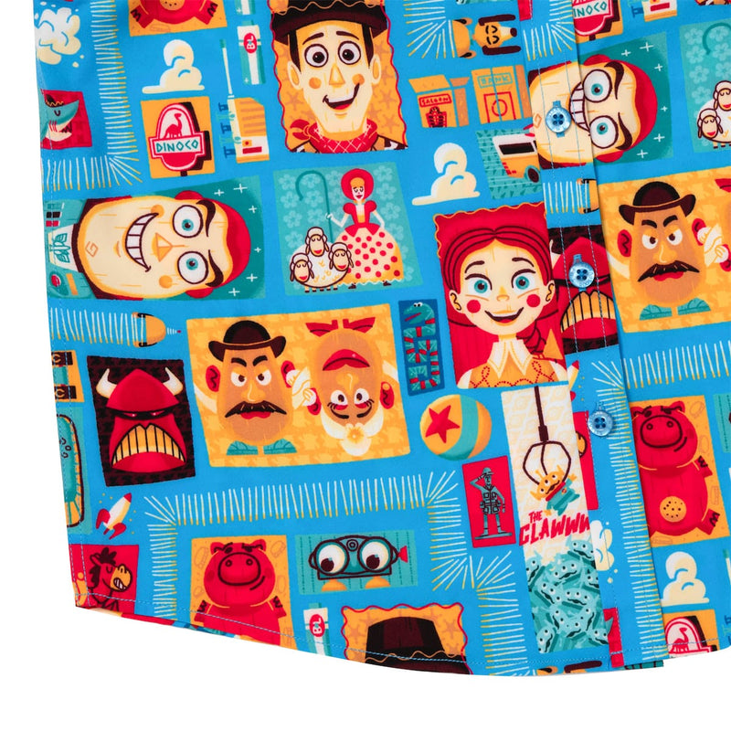 RSVLTS Woodcut Woody & Friends Youth KUNUFLEX Short Sleeve Shirt in Blue — detail 4