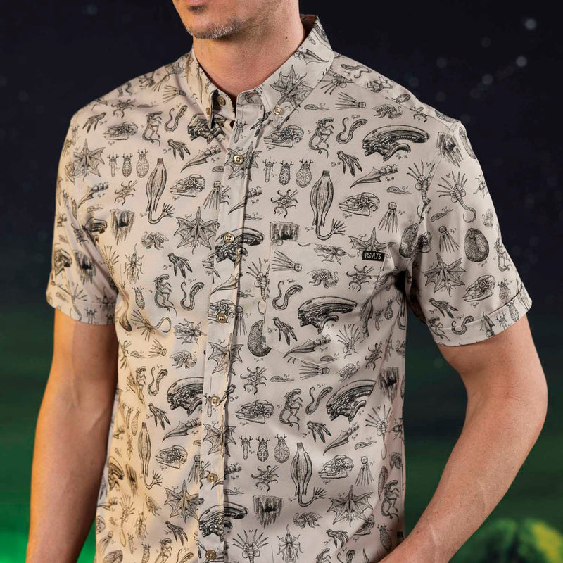 RSVLTS Xeno Zoology KUNUFLEX Short Sleeve Shirt in Brown — detail 4