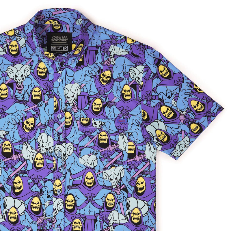 RSVLTS Nyahahaha! KUNUFLEX Short Sleeve Shirt in Blue — front view