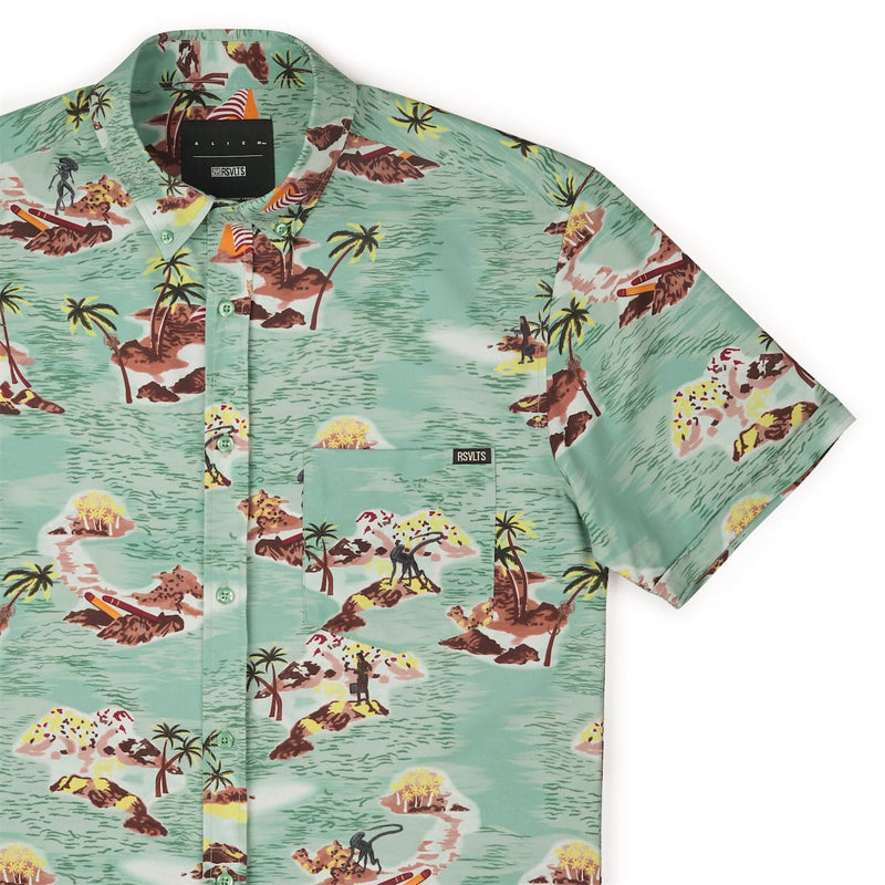 RSVLTS The Brett KUNUFLEX Short Sleeve Shirt in Green — front view