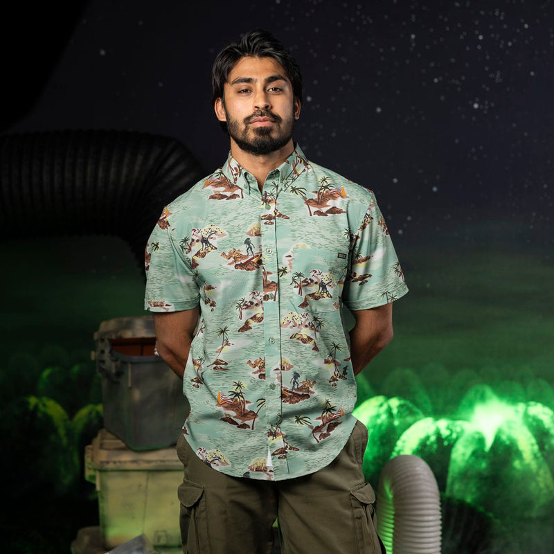 RSVLTS The Brett KUNUFLEX Short Sleeve Shirt in Green — detail 2