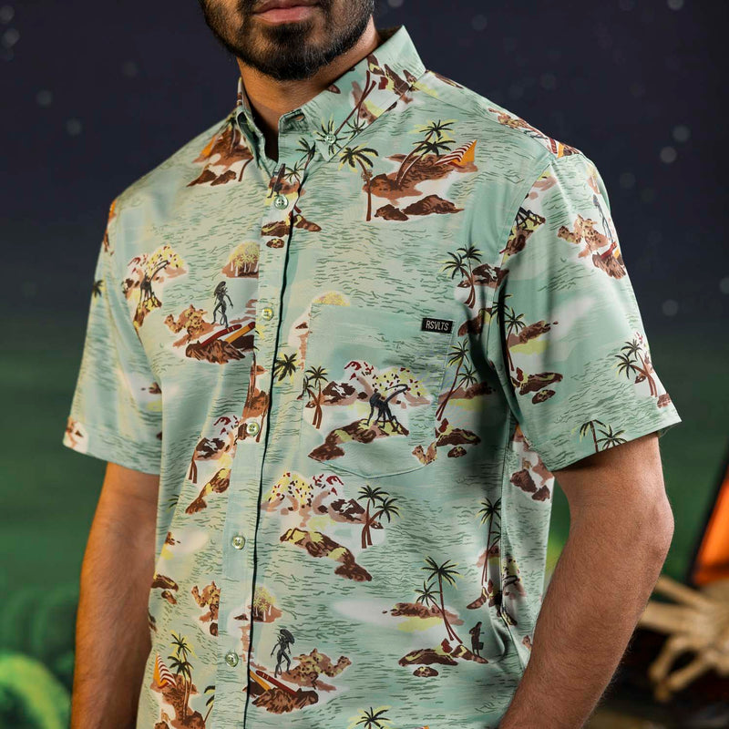 RSVLTS The Brett KUNUFLEX Short Sleeve Shirt in Green — detail 4