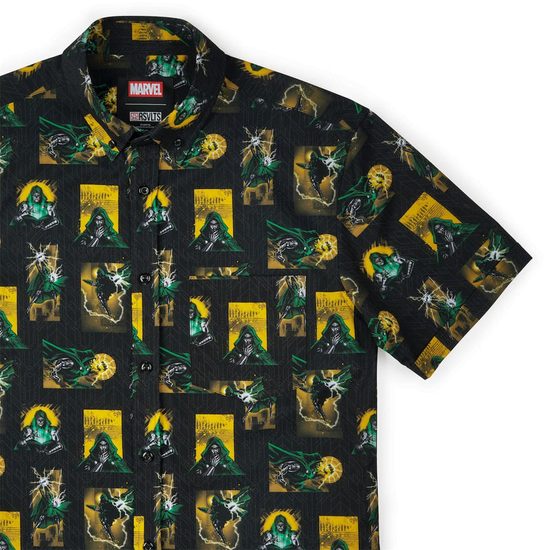 RSVLTS Shock Doc KUNUFLEX Short Sleeve Shirt in Black — front view
