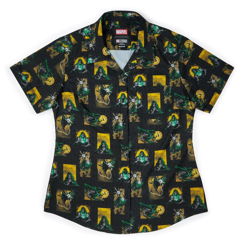 RSVLTS Shock Doc Women's KUNUFLEX Short Sleeve Shirt in Black — front view