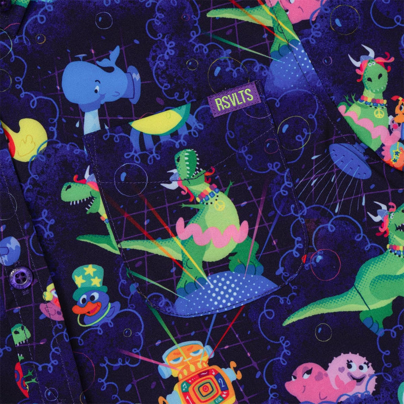 RSVLTS Partysaurus Rex Youth KUNUFLEX Short Sleeve Shirt in Purple — detail 2
