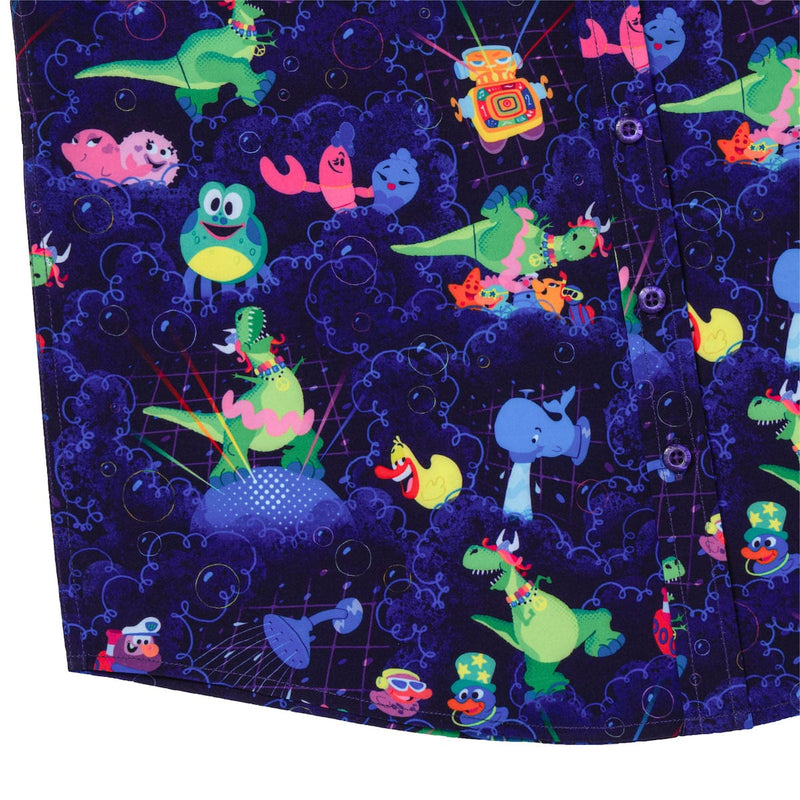 RSVLTS Partysaurus Rex Youth KUNUFLEX Short Sleeve Shirt in Purple — detail 4