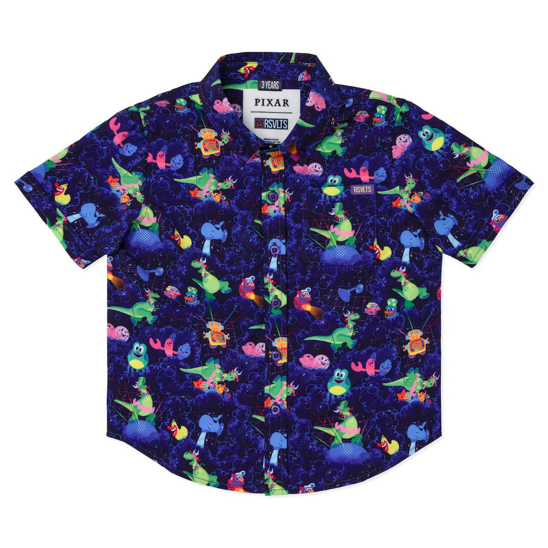 RSVLTS Partysaurus Rex Preschool KUNUFLEX Short Sleeve Shirt in Purple — detail 2