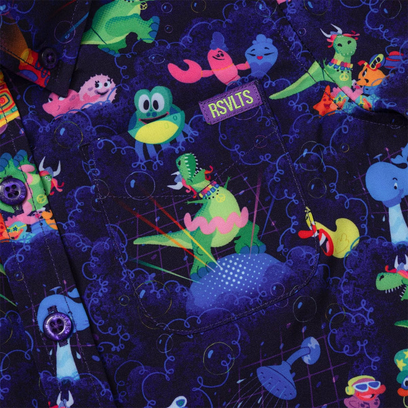 RSVLTS Partysaurus Rex Preschool KUNUFLEX Short Sleeve Shirt in Purple — detail 3