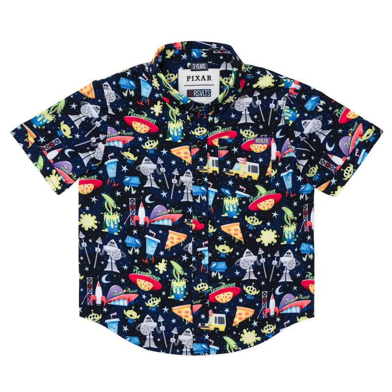 RSVLTS What a Spaceport! Preschool KUNUFLEX Short Sleeve Shirt in Black — detail 2