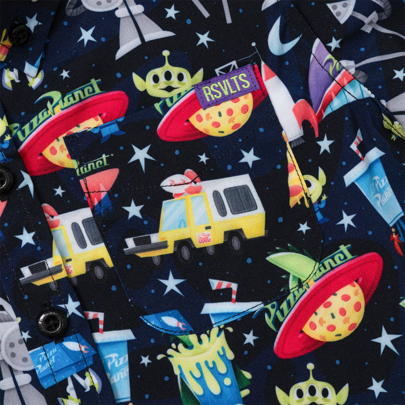 RSVLTS What a Spaceport! Preschool KUNUFLEX Short Sleeve Shirt in Black — detail 3