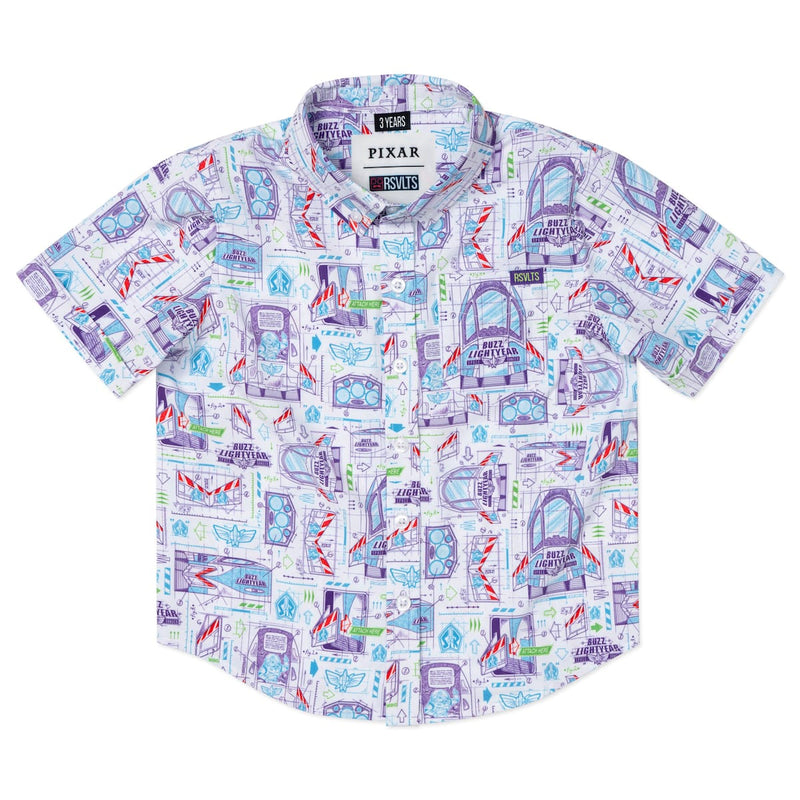 RSVLTS Space Ranger Schematics Preschool KUNUFLEX Short Sleeve Shirt in Blue — detail 2