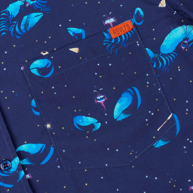 RSVLTS I’d Rather Be Shiny KUNUFLEX Short Sleeve Shirt in Blue — detail 3