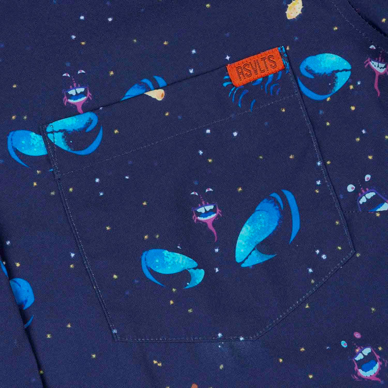RSVLTS I’d Rather Be Shiny Women's KUNUFLEX Short Sleeve Shirt in Blue — detail 4