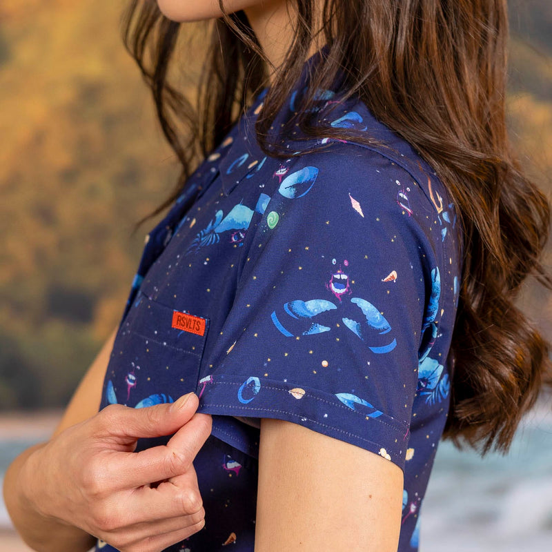 RSVLTS I’d Rather Be Shiny Women's KUNUFLEX Short Sleeve Shirt in Blue — detail 5