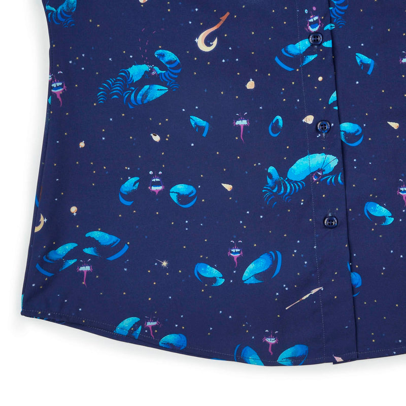 RSVLTS I’d Rather Be Shiny Women's KUNUFLEX Short Sleeve Shirt in Blue — detail 7