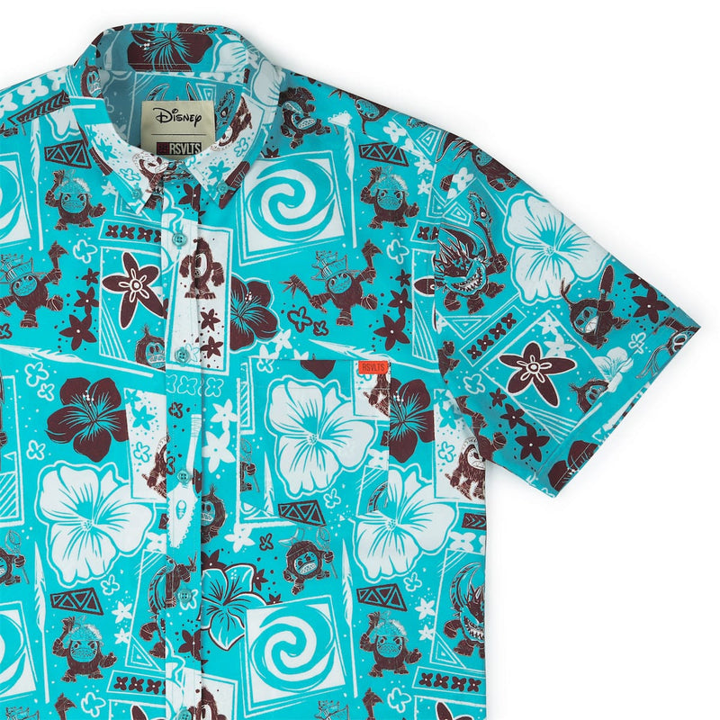 RSVLTS Fear the Kakamora KUNUFLEX Short Sleeve Shirt in Blue — front view