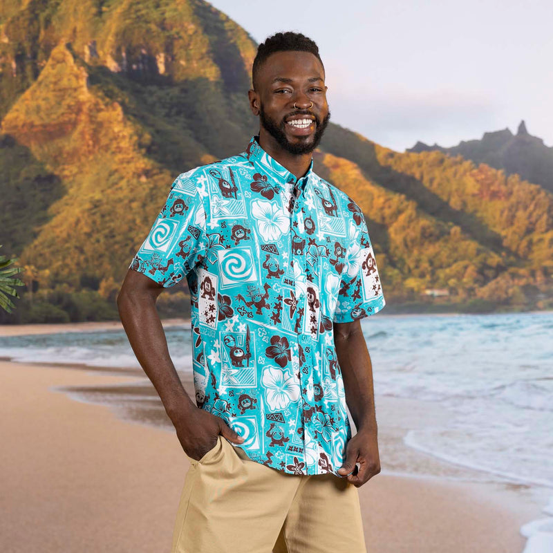 RSVLTS Fear the Kakamora KUNUFLEX Short Sleeve Shirt in Blue — detail 2