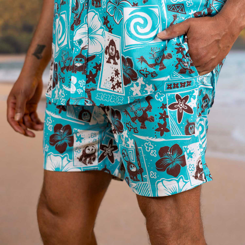 RSVLTS Fear the Kakamora Hybrid Shorts in Blue — detail 2
