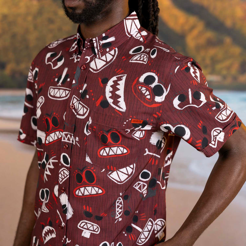 RSVLTS COCONUTS! KUNUFLEX Short Sleeve Shirt in Red — detail 4