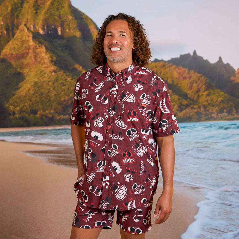 RSVLTS COCONUTS! KUNUFLEX Short Sleeve Shirt in Red — detail 6