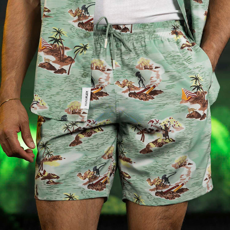RSVLTS The Brett Hybrid Shorts in Green — detail 2