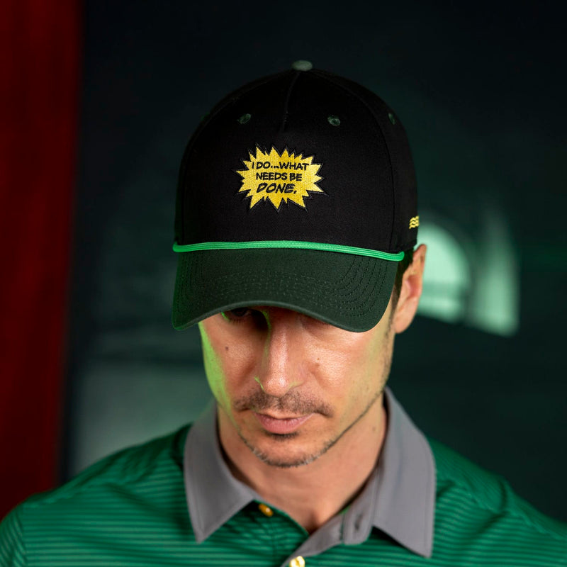 RSVLTS What Needs Be Done 5-Panel Curved Brim Hat in Black — detail 2