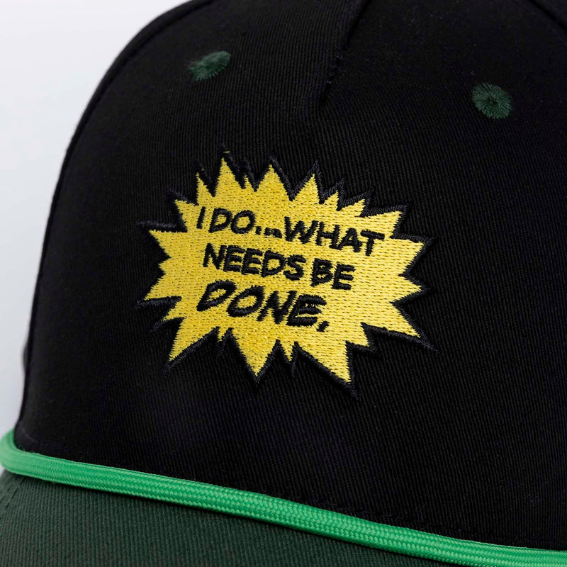 RSVLTS What Needs Be Done 5-Panel Curved Brim Hat in Black — detail 5
