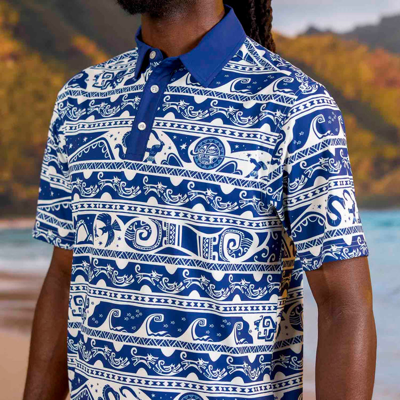 RSVLTS You’re Welcome All-Day Polo in Blue — detail 4