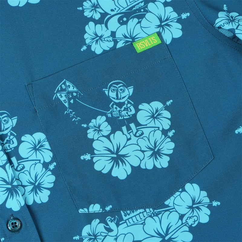 RSVLTS Petal Party KUNUFLEX Short Sleeve Shirt in Blue — detail 3