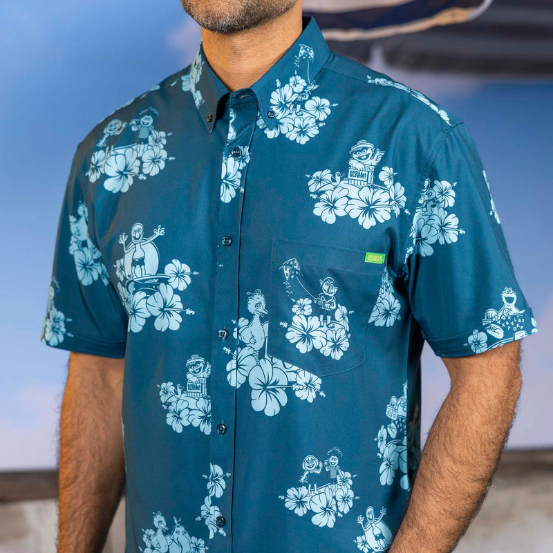 RSVLTS Petal Party KUNUFLEX Short Sleeve Shirt in Blue — detail 4