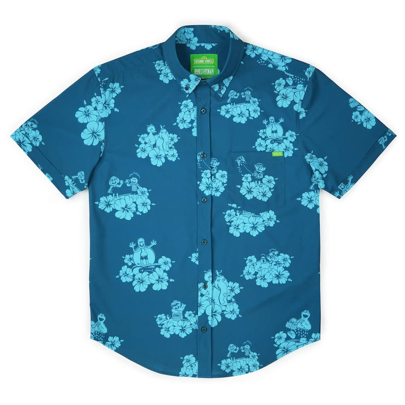 RSVLTS Petal Party KUNUFLEX Short Sleeve Shirt in Blue — detail 5