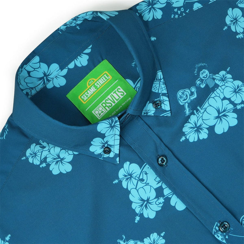 RSVLTS Petal Party KUNUFLEX Short Sleeve Shirt in Blue — detail 6