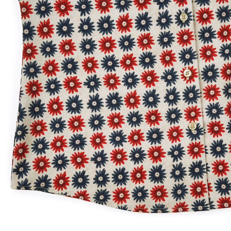 RSVLTS Freedom Flowers Women's KUNUFLEX Short Sleeve Shirt in Blue — detail 7