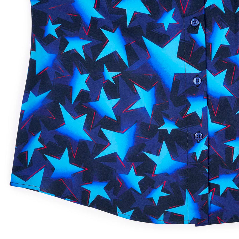 RSVLTS Bold Glory Women's KUNUFLEX Short Sleeve Shirt in Blue — detail 7