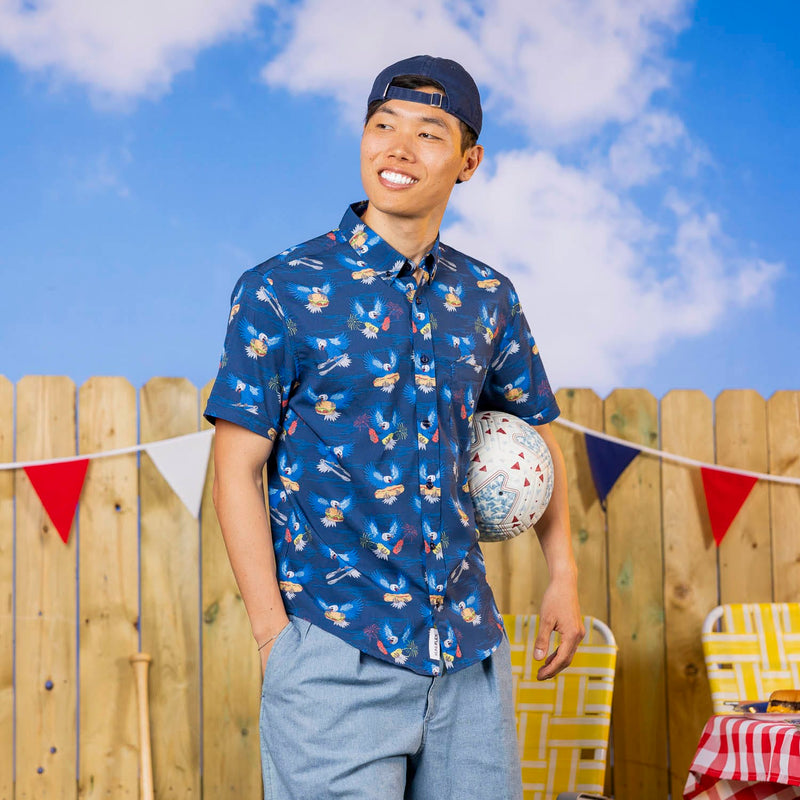RSVLTS BBQ Wings KUNUFLEX Short Sleeve Shirt in Blue — detail 2