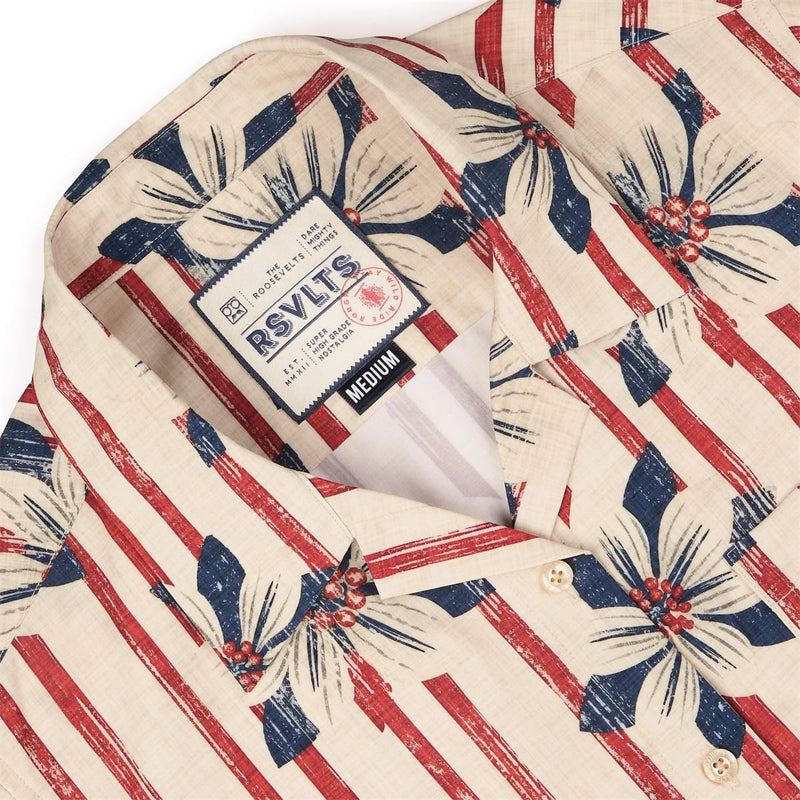 RSVLTS Liberty in Bloom Women's KUNUFLEX Short Sleeve Shirt in Blue — detail 6