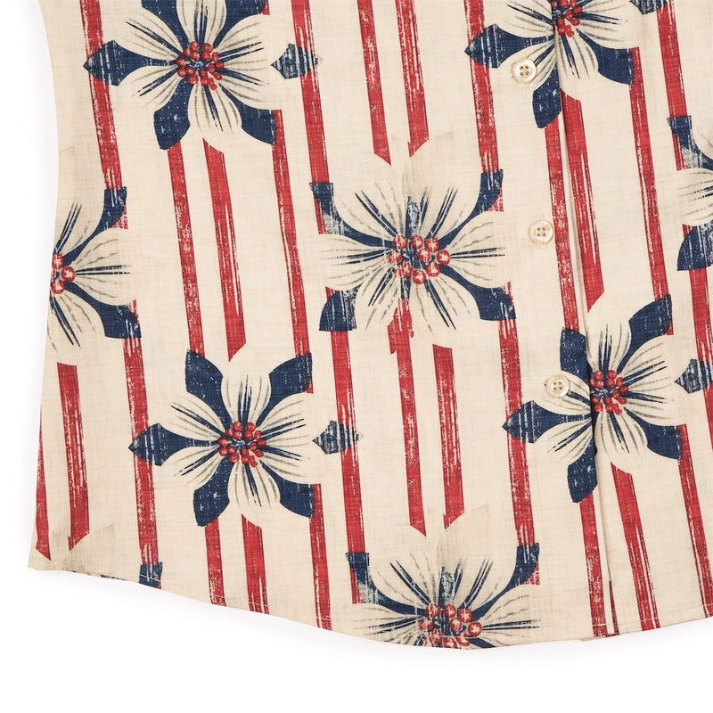 RSVLTS Liberty in Bloom Women's KUNUFLEX Short Sleeve Shirt in Blue — detail 7