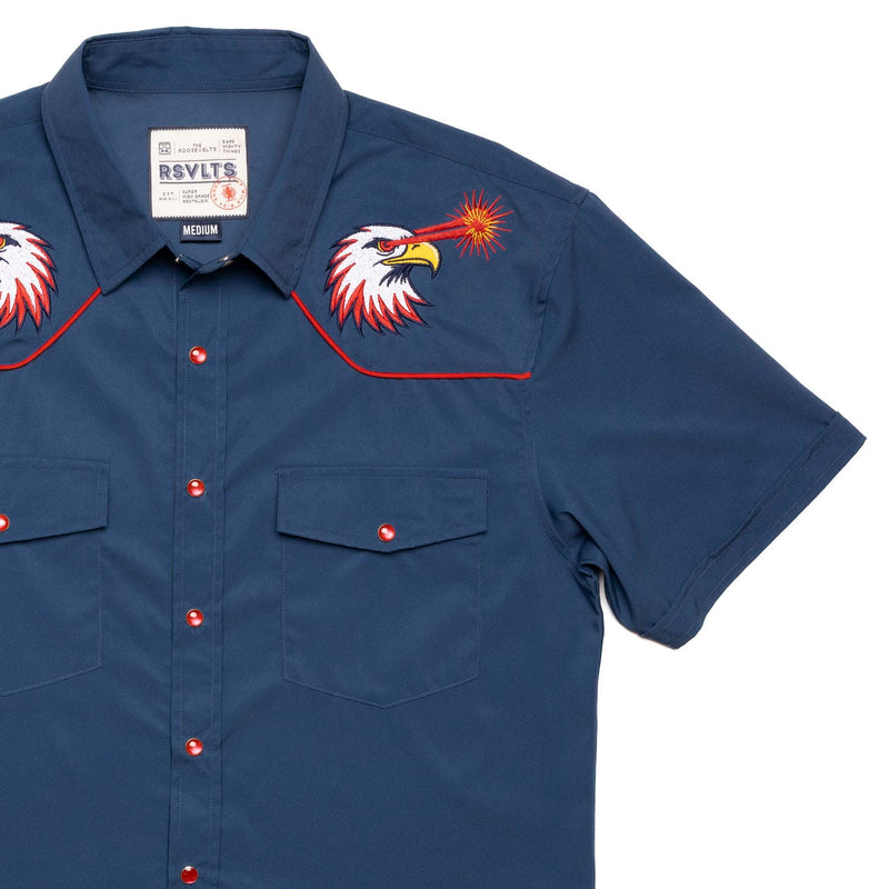 RSVLTS Red Glare Roper Short Sleeve Shirt in Blue — detail 2