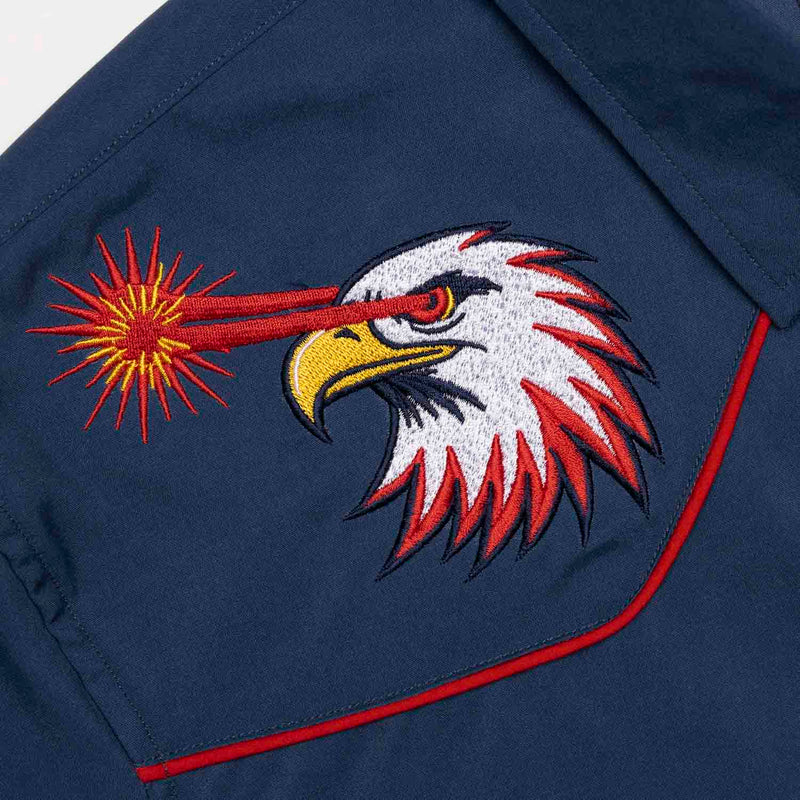 RSVLTS Red Glare Roper Short Sleeve Shirt in Blue — detail 5
