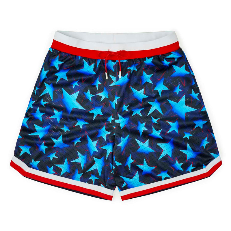 RSVLTS Bold Glory Mesh Shorts in Blue — front view