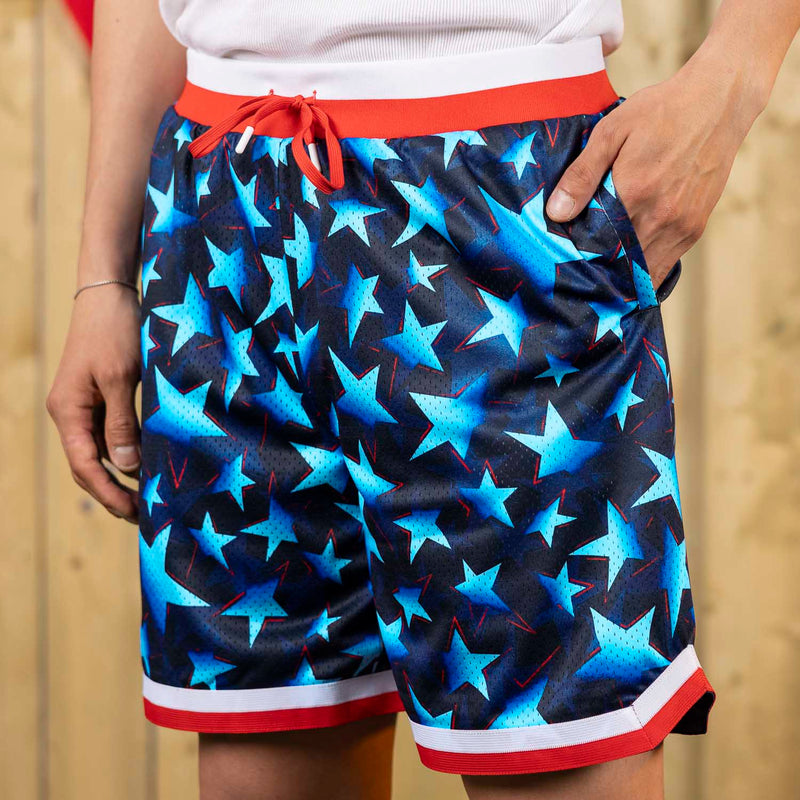 RSVLTS Bold Glory Mesh Shorts in Blue — detail 2