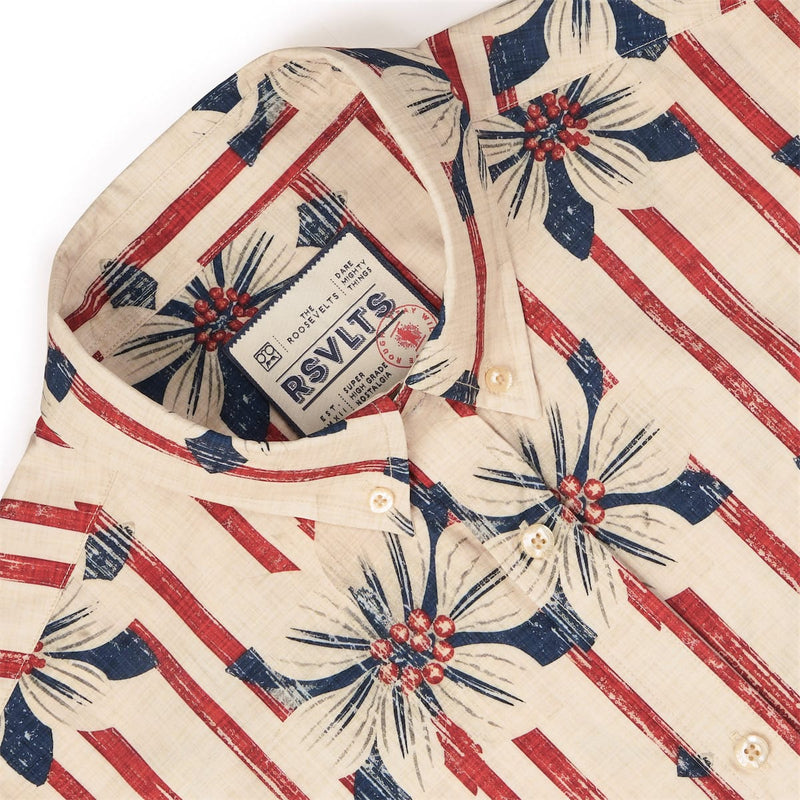 RSVLTS Liberty in Bloom KUNUFLEX Short Sleeve Shirt in Blue — detail 6